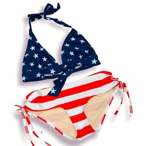Womens small American flag Halter bikini